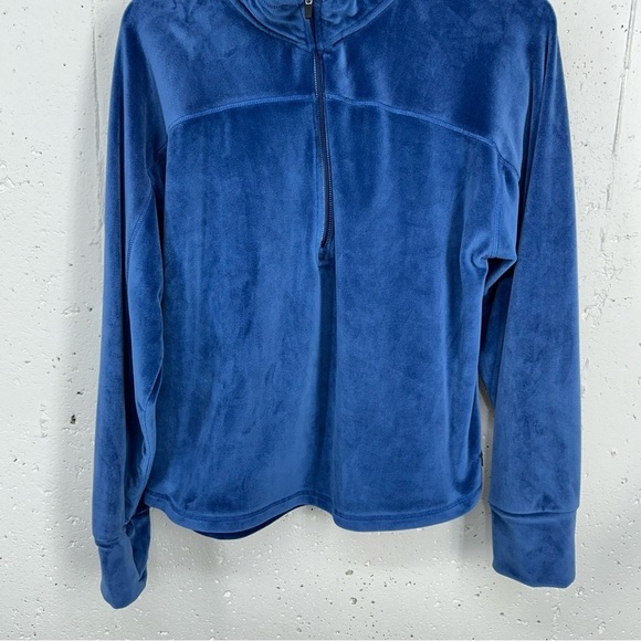 Juicy Couture Sport size XL Blue Velour 1/4 Zip Pullover Thumb Hole Sweatshirt - Picture 4 of 12